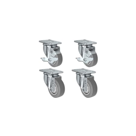 3x1.25 Thermo Plastic Rubber Caster, 2 Locking Swivel, PK4